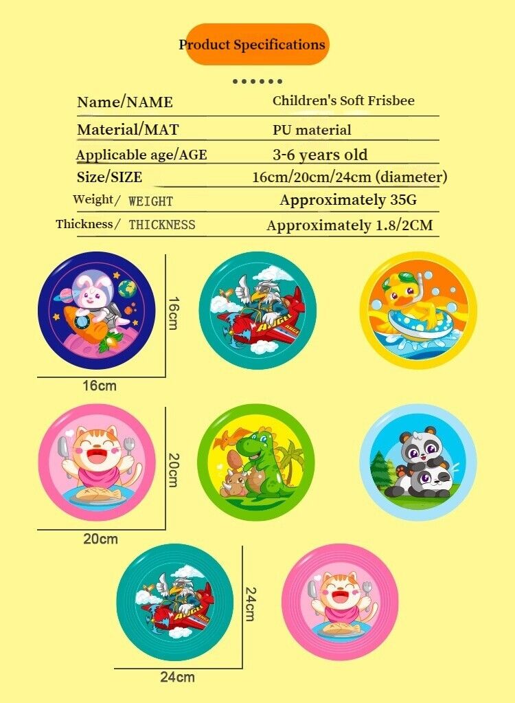 Children's Sports Frisbee PU Soft Rubber Flying Discs Hand Thrown Boomerang Toys