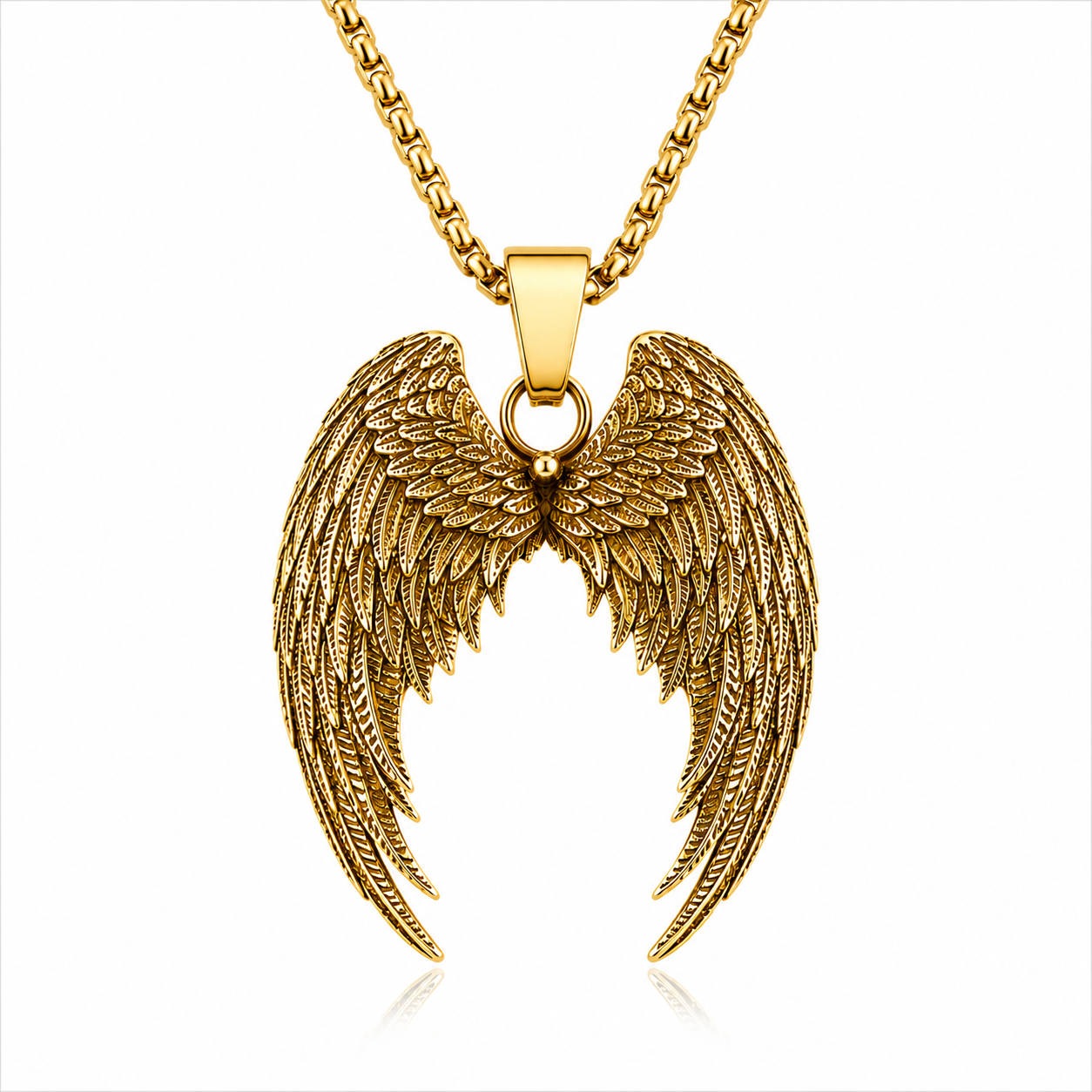 Angel Wings Necklace Stainless Steel Pendant Guardian Wing Gothic Biker Gift Chain #PN0032