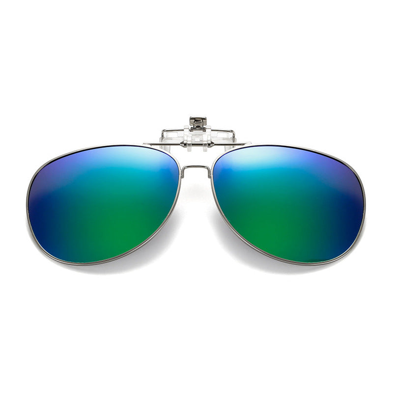 Unisex Polarized Flip-up Toad Style Metal Frame Sunglasses Clip-on Night Vision
