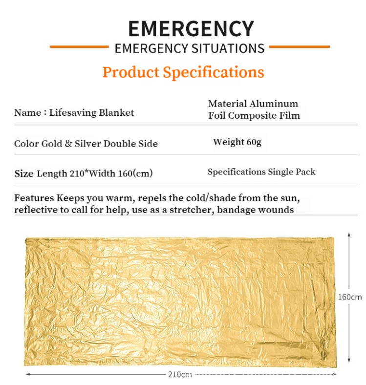 Camping First Aid Wilderness Warm Survival Insulation Rescue Emergency Blanket