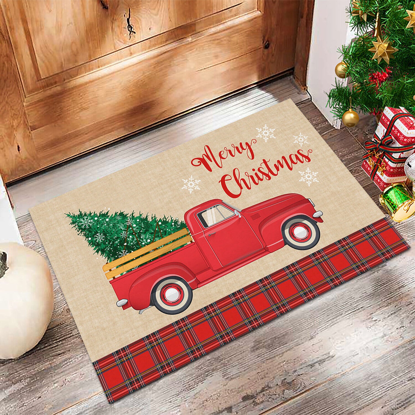 Absorbent Washable Floor Mat Non-Slip Xmas Theme Home Decor Soft Bath Floor Mat