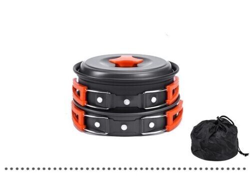 Outdoor 1-2 People 8 In 1 Alumina Pot Set Camping Pot Portable Picnic Cookware