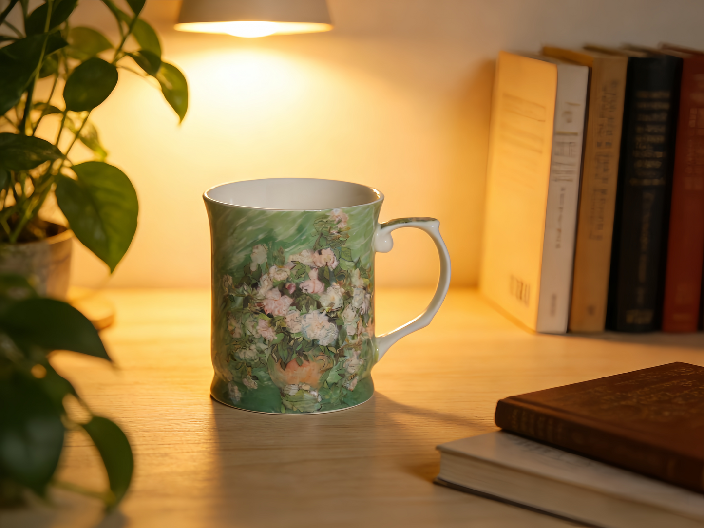 415cc Fine Porcelain Art Mug Van Gogh Bouquet in Vase Design Coffee Tea Cup Gift # CW1694