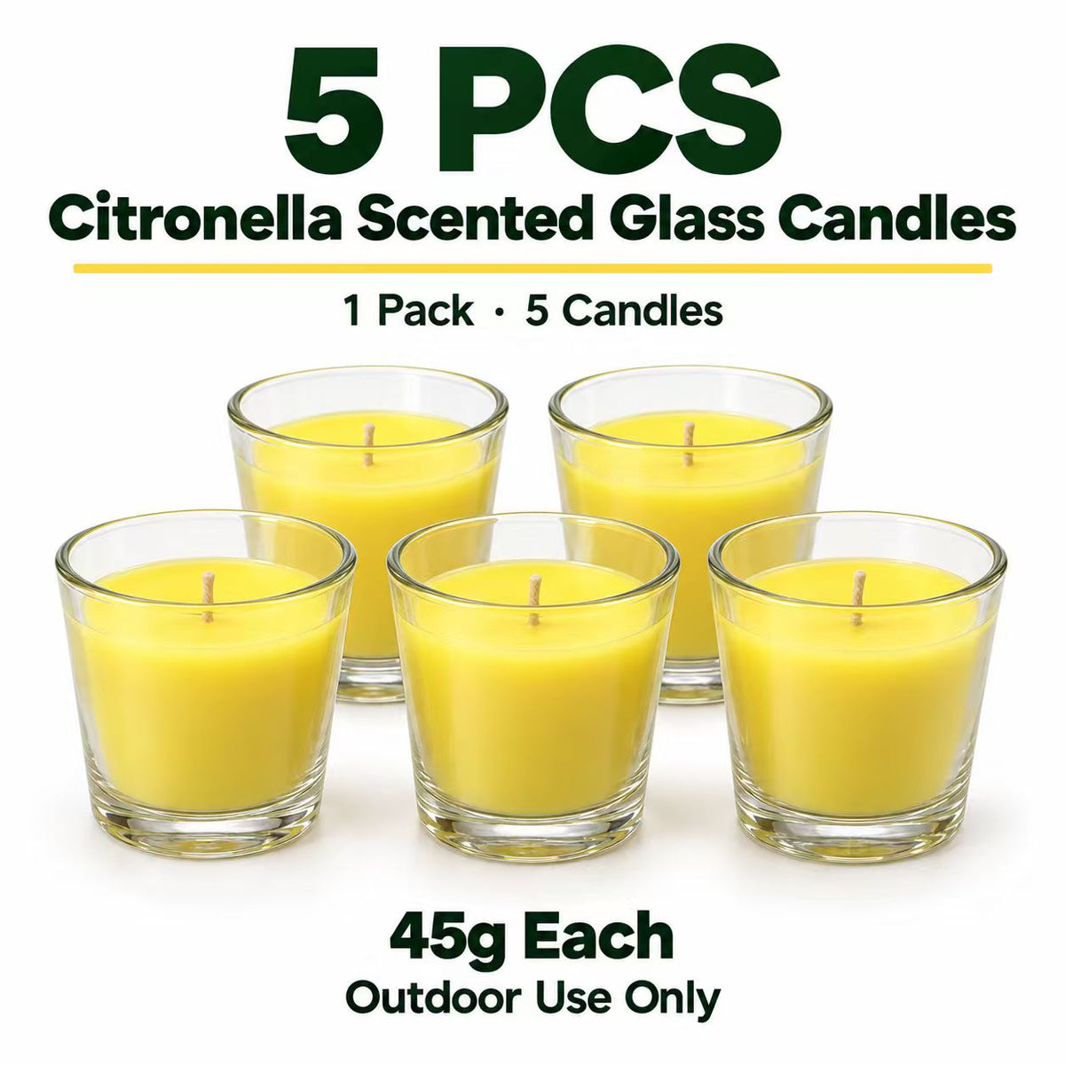 5/10 Pack Citronella Scented Glass Candles 45g Outdoor Patio Garden 11hr Burn Time