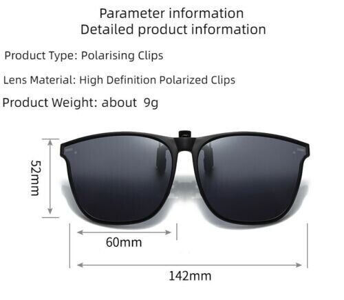 2023 Fashion Unisex Clip On Sunglasses Polarized Large Frame Short-sighted