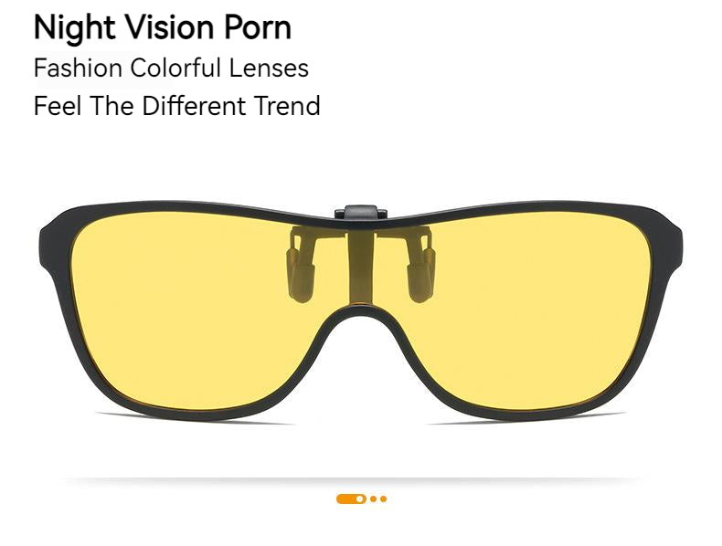 Unisex Fashion Flip Up Large Frame Sunglasses Clip On Polarized Multicolor Lens