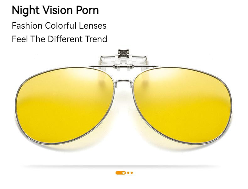 Unisex Polarized Flip-up Toad Style Metal Frame Sunglasses Clip-on Night Vision