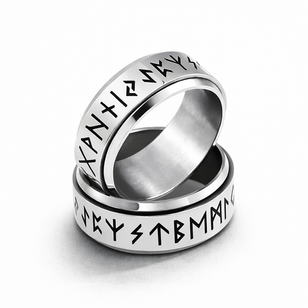 Viking Nordic Rune Spinner Ring Rotating Fidget Anxiety Stress Relief Norse Band # R421