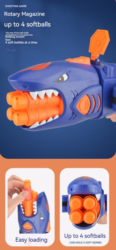 Children's Shark Bow Arrow Game Manual Rapid-Fire Soft Dart Shooting Toy Set