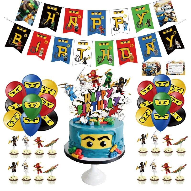 Mixed Theme Children's Birthday Alphabet Pull Flag Cake Balloons Multiple