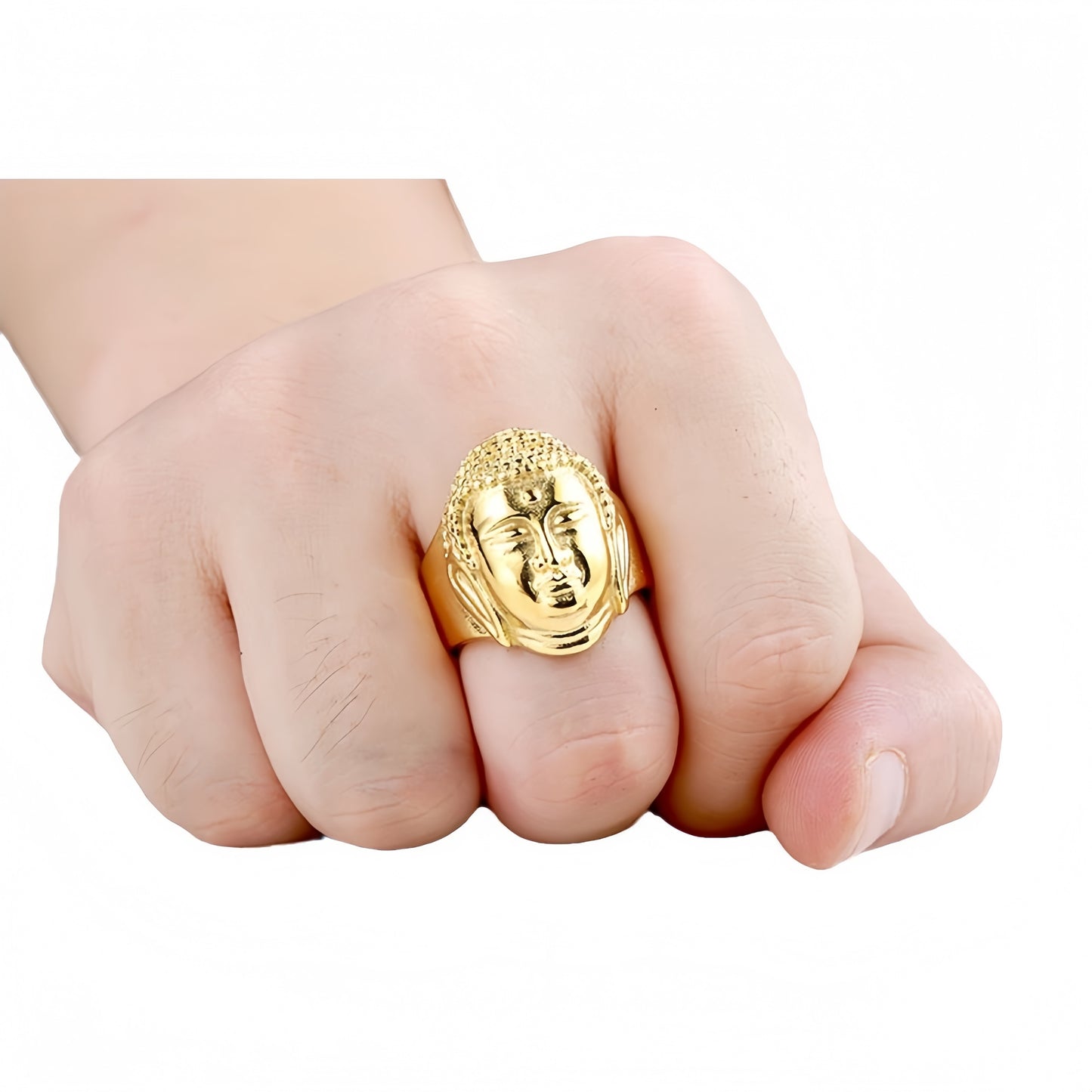 Men Buddha Head Ring Vintage Shakyamuni Religious Buddhist Statement Jewelry Gift # R90