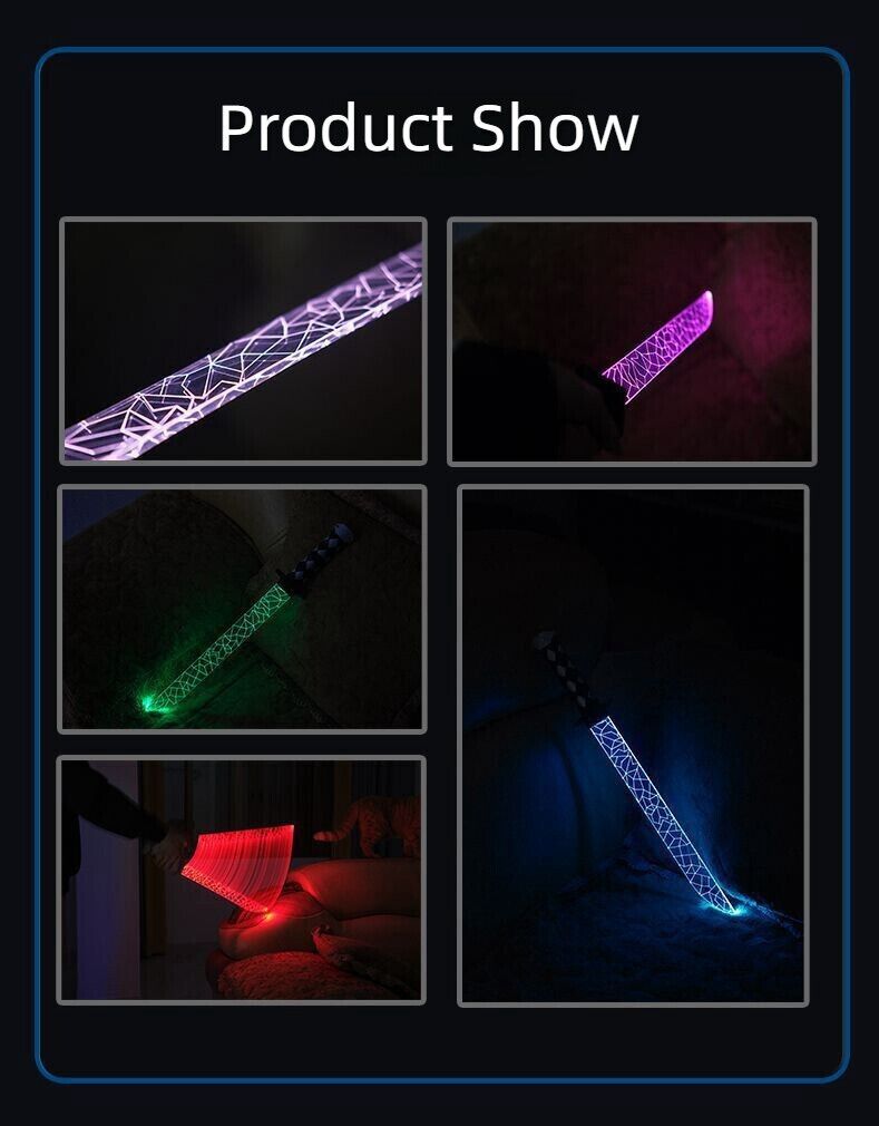 Rechargeable Colorful Samurai Sword Toy Light Up Sword Christmas Gift for Boys