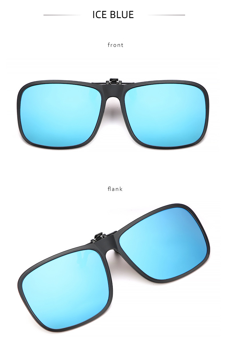 New Unisex Box Shape Polarized UV400 Protection Clip On Flip Up Sunglasses