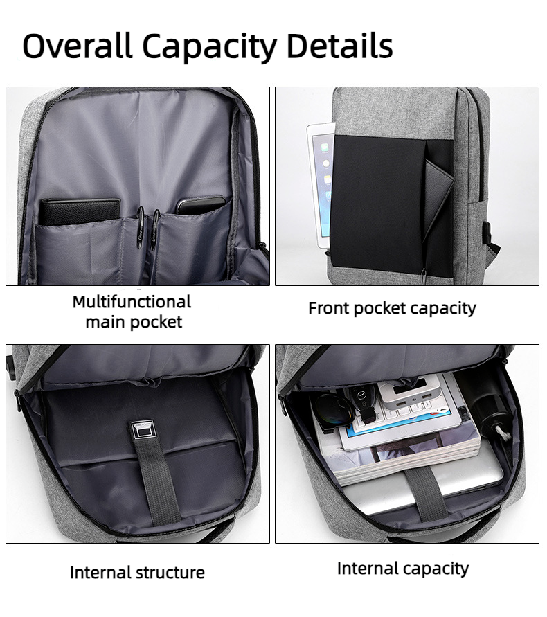 Unisex Waterproof Large Capacity Business Travel Bag USB Computer Nylon Backpack