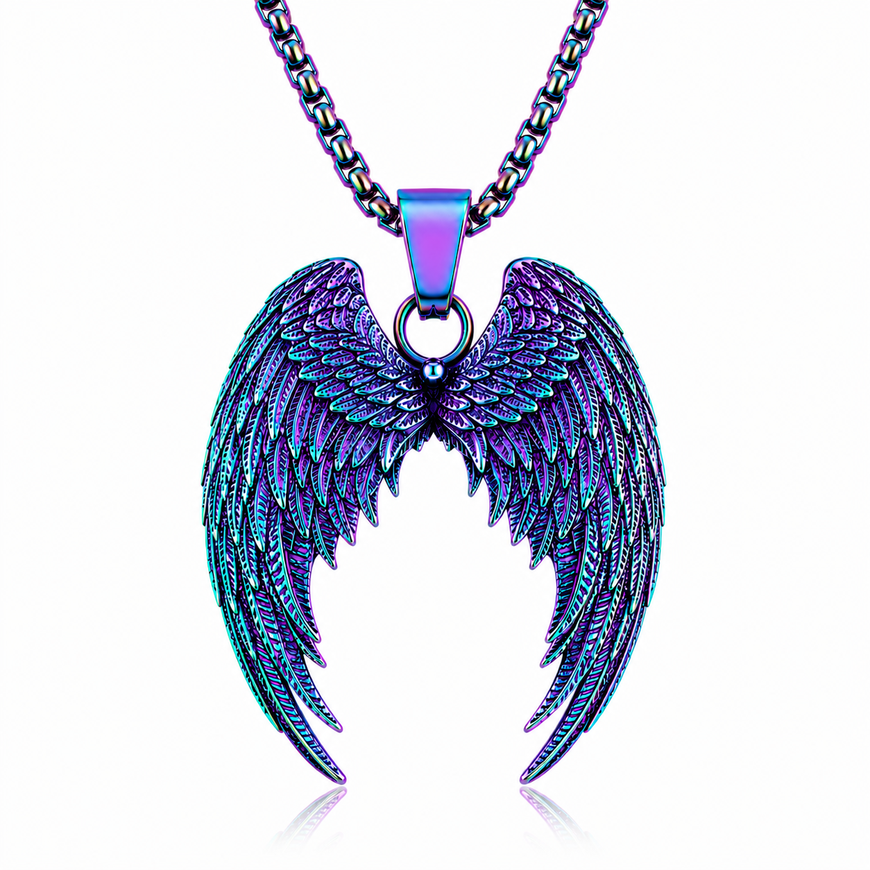 Angel Wings Necklace Stainless Steel Pendant Guardian Wing Gothic Biker Gift Chain #PN0032