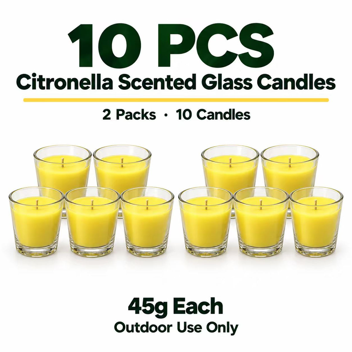 5/10 Pack Citronella Scented Glass Candles 45g Outdoor Patio Garden 11hr Burn Time