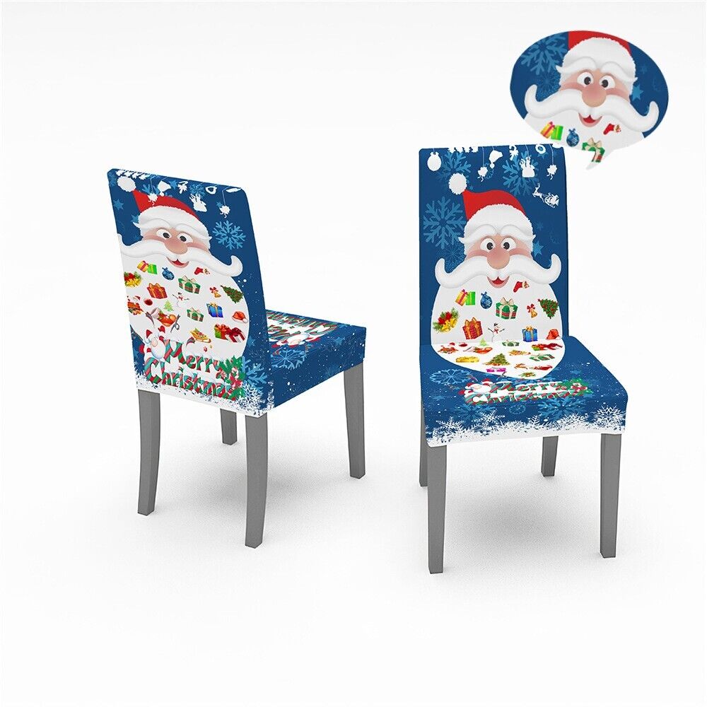 Christmas Dining Chair Covers XMAS Party Decorations Santa Claus Seat Cover
