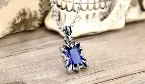 Mix Theme Retro Fox Head Sweater Chain Gemstone Titanium Steel Pendant Cat Head Necklace