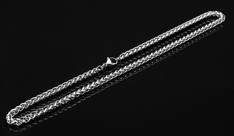 Basic Punk Stainless Steel Single Link Wheat Chain Necklace for Men Women
