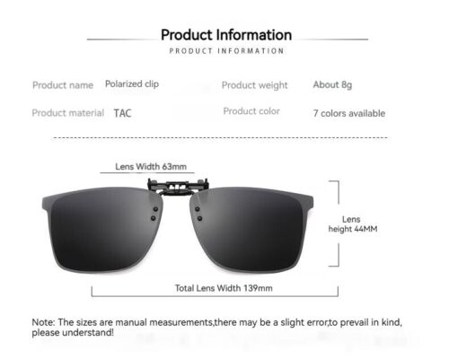 Unisex Polarized Comfortable Driving Fishing Fashion Day Night Sunglasses Clip