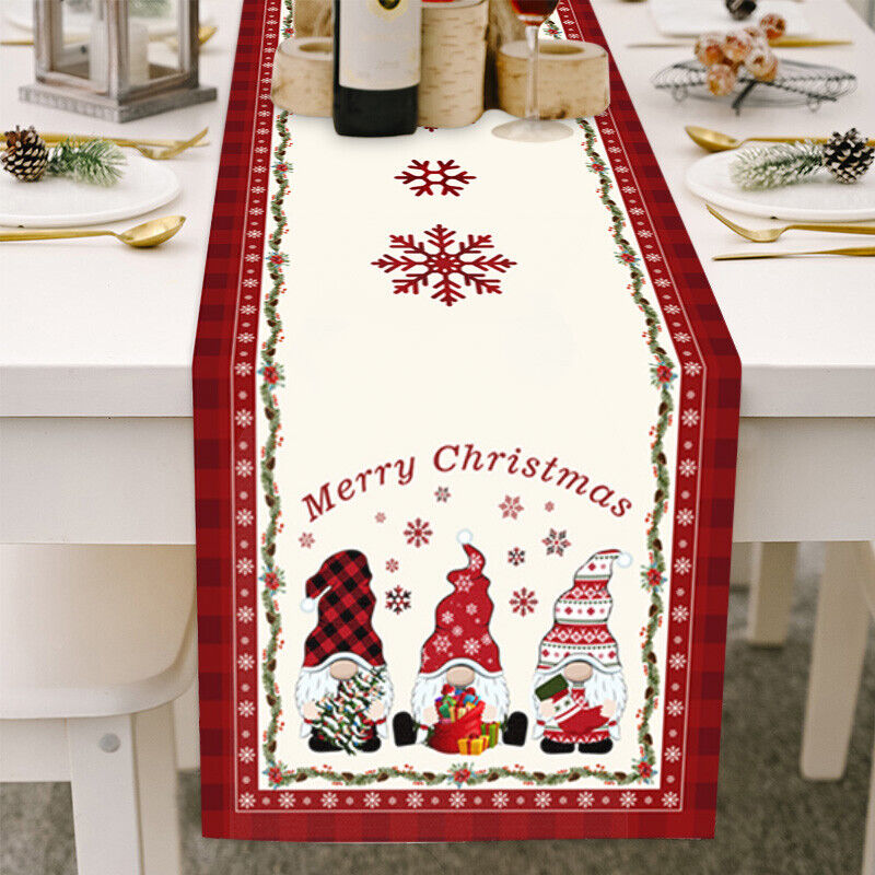 Christmas Tables Runner Tablecloth Home Dinning Table Flag Xmas Decor Cotton Lin