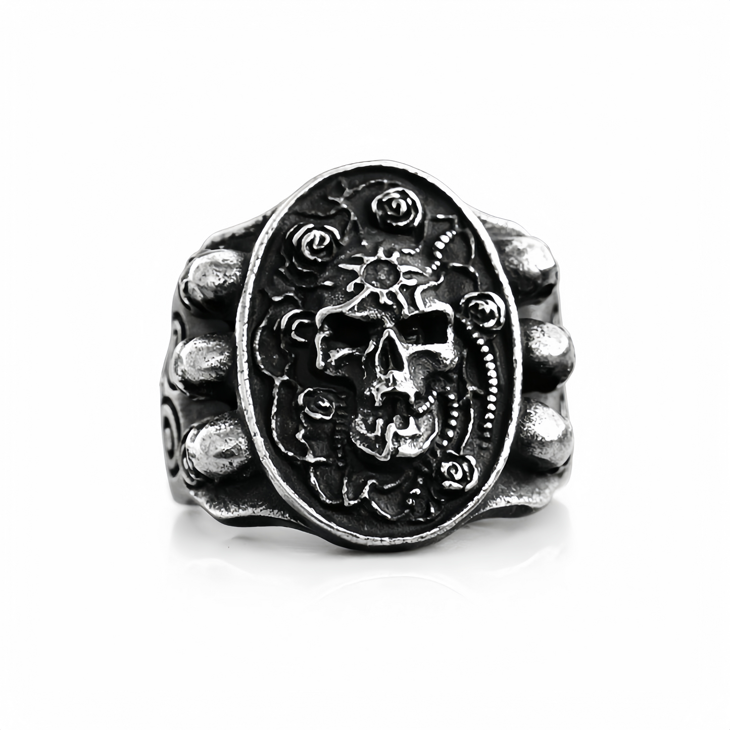 Men's Gothic Skull Ring Punk Biker Hip Hop Vintage Engraved Heavy Band Jewellery # R329