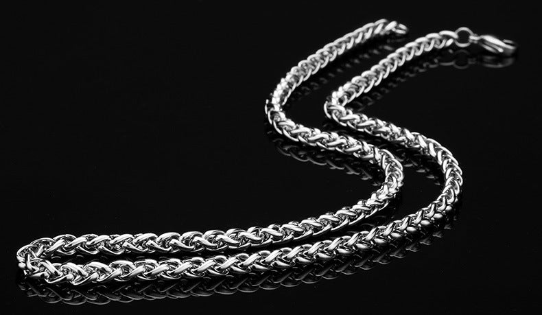 Basic Punk Stainless Steel Single Link Wheat Chain Necklace for Men Women