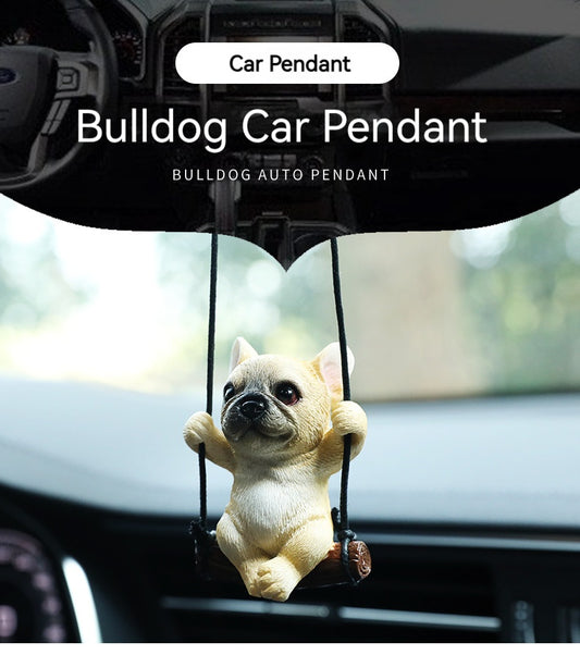 Rearview Mirror Decoration Bulldog Car Pendant Resin Car Interior Accessories
