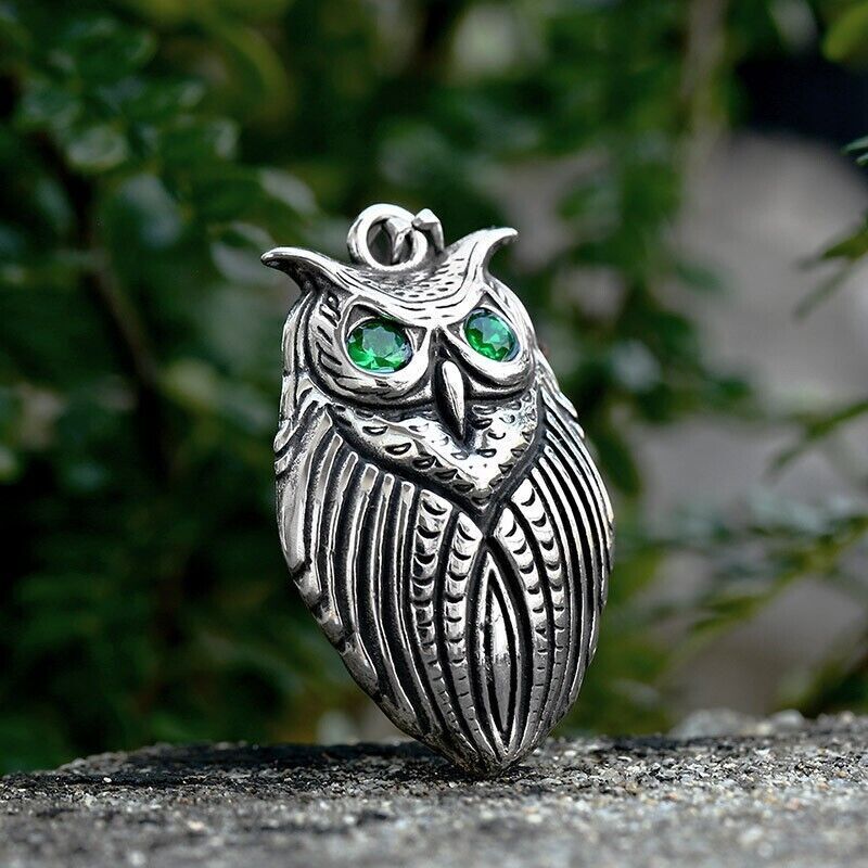 Cool Retro Punk Owl Dragon Mythical Angel Skull wing Titanium Steel Necklace