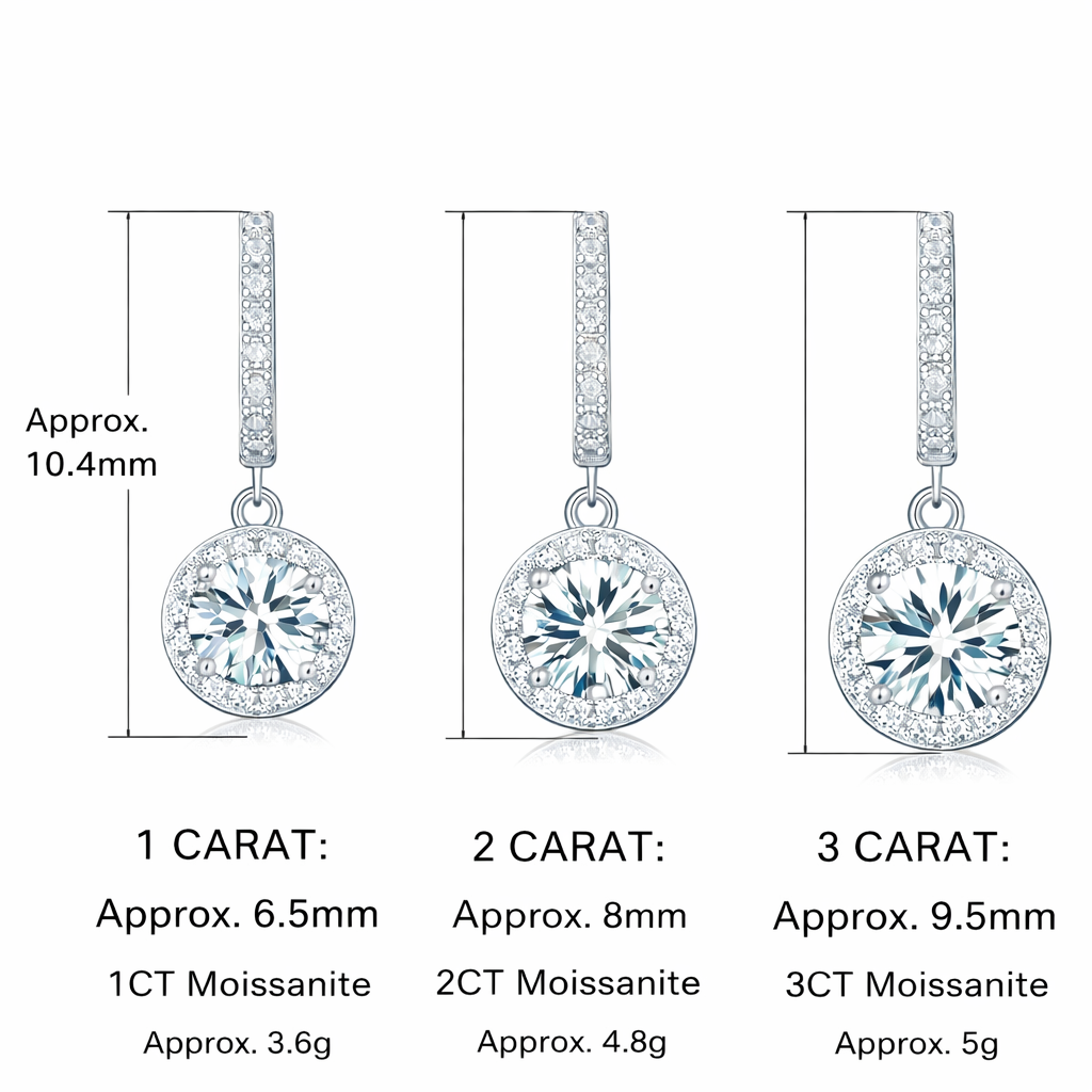 1–3CT Moissanite Hoop Drop Earrings 925 Sterling Silver Brilliant Cut Women Gift