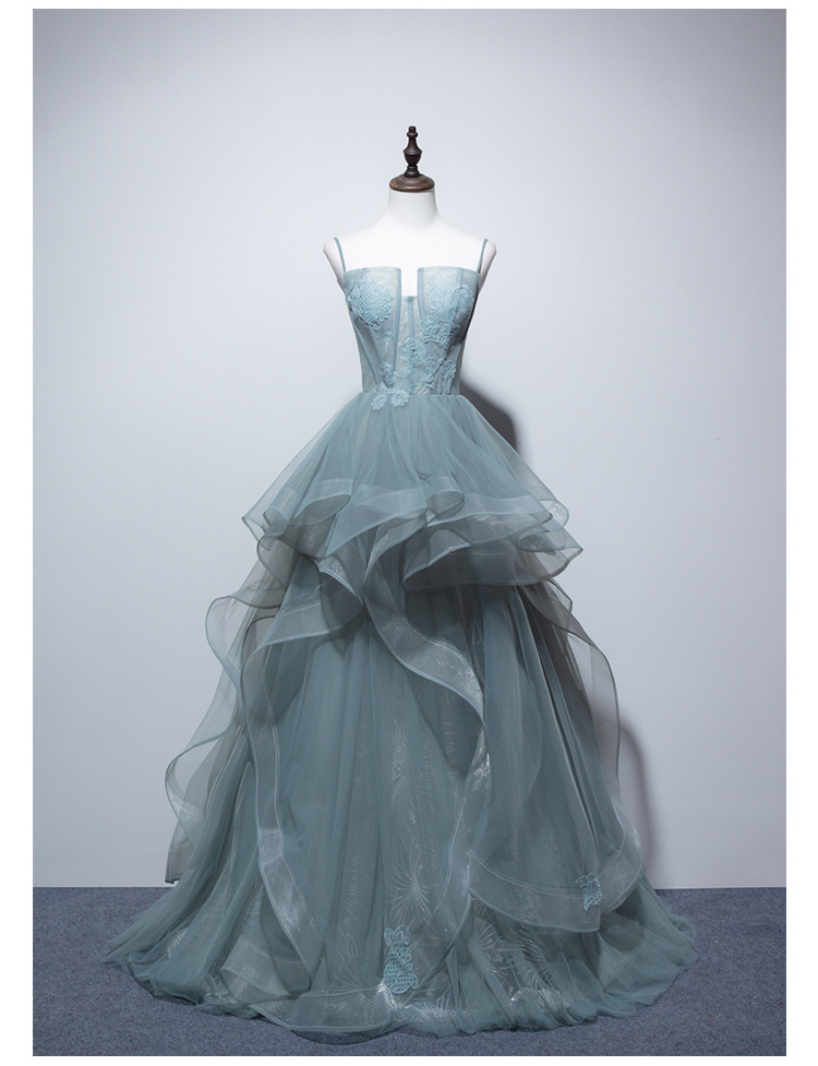 Women Formal Spaghetti Strap Wedding Dress Cold Shoulder Evening Dress