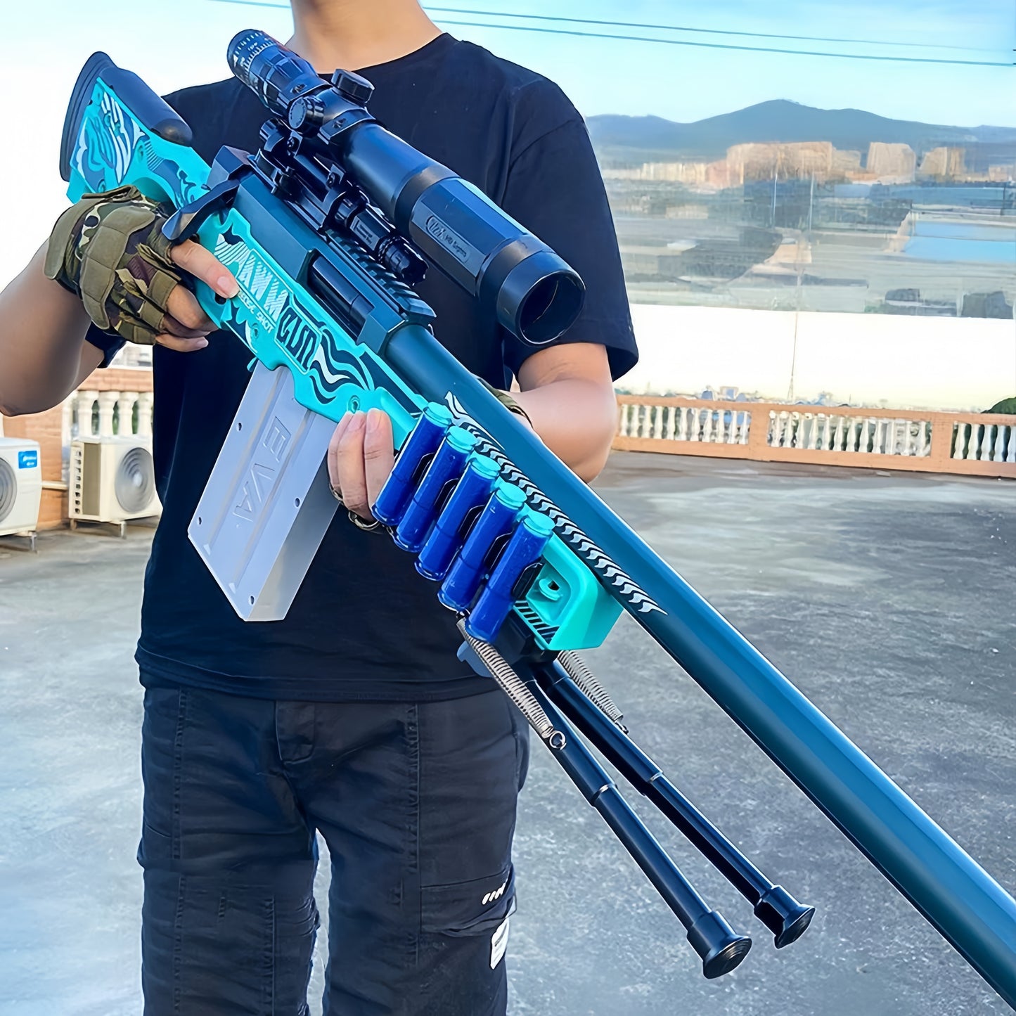 Large AWM Style Foam Dart Blaster Toy Scope Shell Ejection EVA Bullets Kids Gift