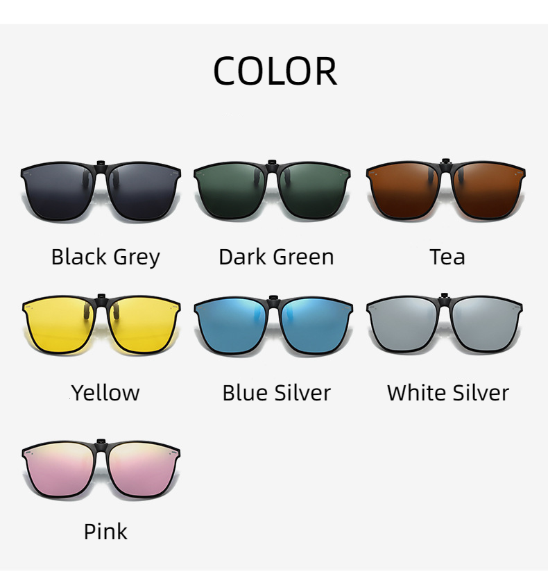 2023 Fashion Unisex Clip On Sunglasses Polarized Large Frame Short-sighted
