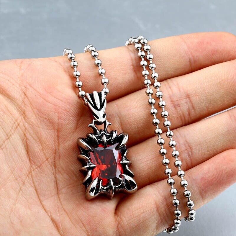 Mix Theme Retro Fox Head Sweater Chain Gemstone Titanium Steel Pendant Cat Head Necklace