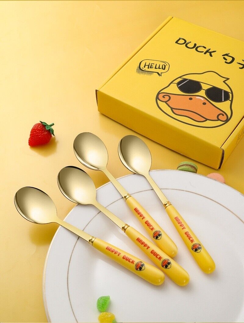 Children's Cartoon Duck Cutlery Set Stainless Steel Dessert Soup Spoon Home Live