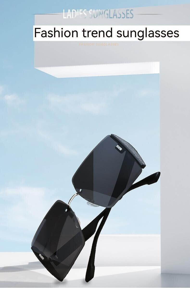Fashion Square Rimless Personality Glasses Large Frame Cut Edge Sunglasses
