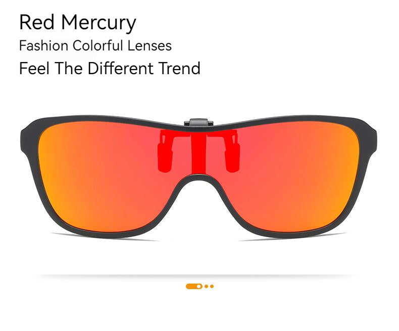 Unisex Fashion Flip Up Large Frame Sunglasses Clip On Polarized Multicolor Lens