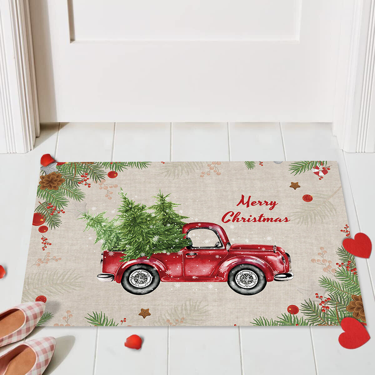 Absorbent Washable Floor Mat Non-Slip Xmas Theme Home Decor Soft Bath Floor Mat