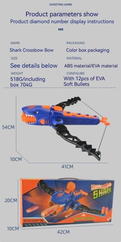 Children's Shark Bow Arrow Game Manual Rapid-Fire Soft Dart Shooting Toy Set