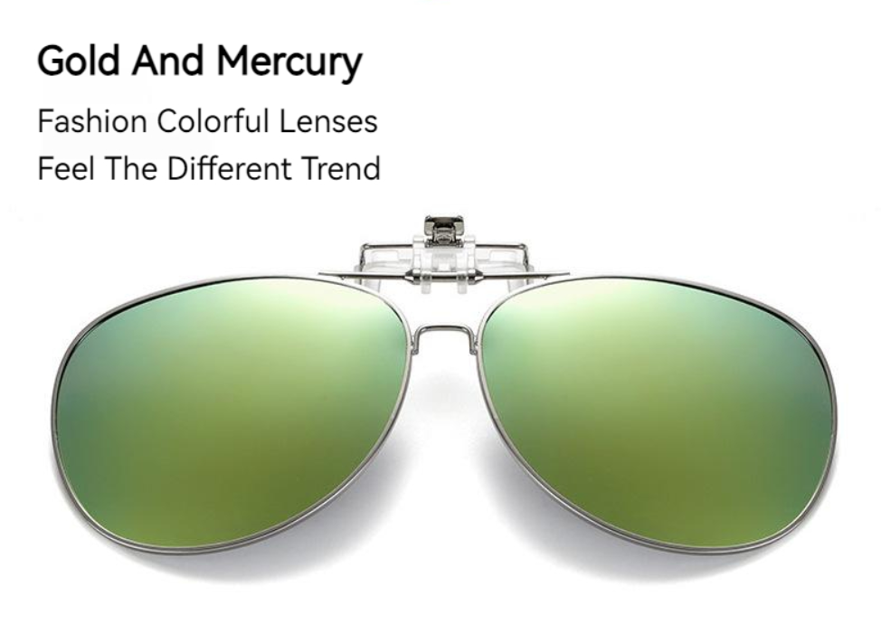 Unisex Polarized Flip-up Toad Style Metal Frame Sunglasses Clip-on Night Vision