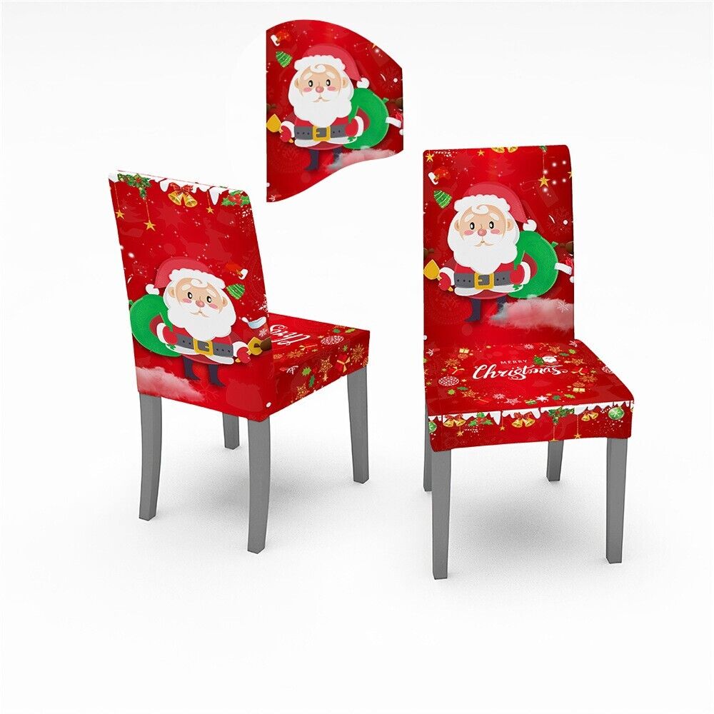 Christmas Dining Chair Covers XMAS Party Decorations Santa Claus Seat Cover