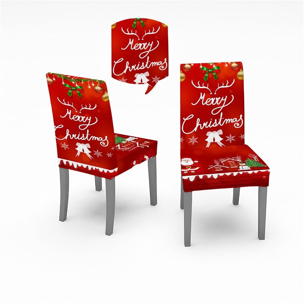 Christmas Dining Chair Covers XMAS Party Decorations Santa Claus Seat Cover