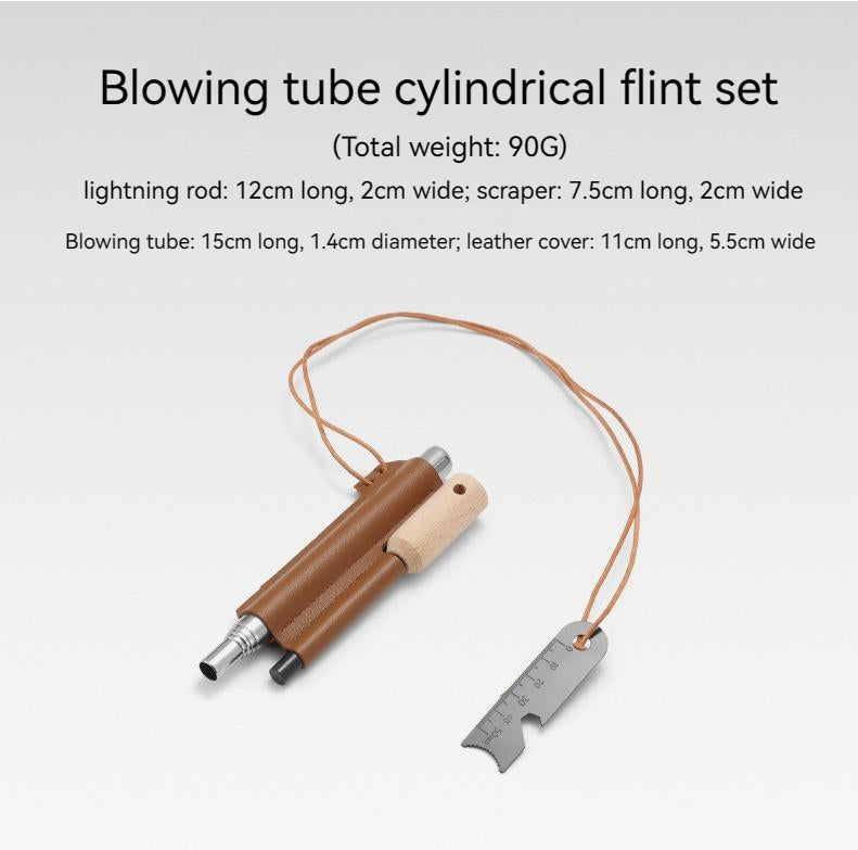 Camp Multifunctional Retractable Stainless 5 Section Blowpipe Flint Stick Set