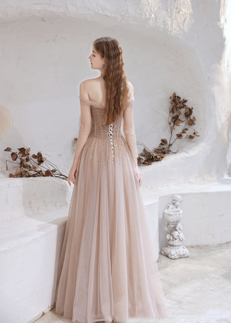 Women Formal Off the shoulder Wedding Dress Cold Shoulder Evening Dress