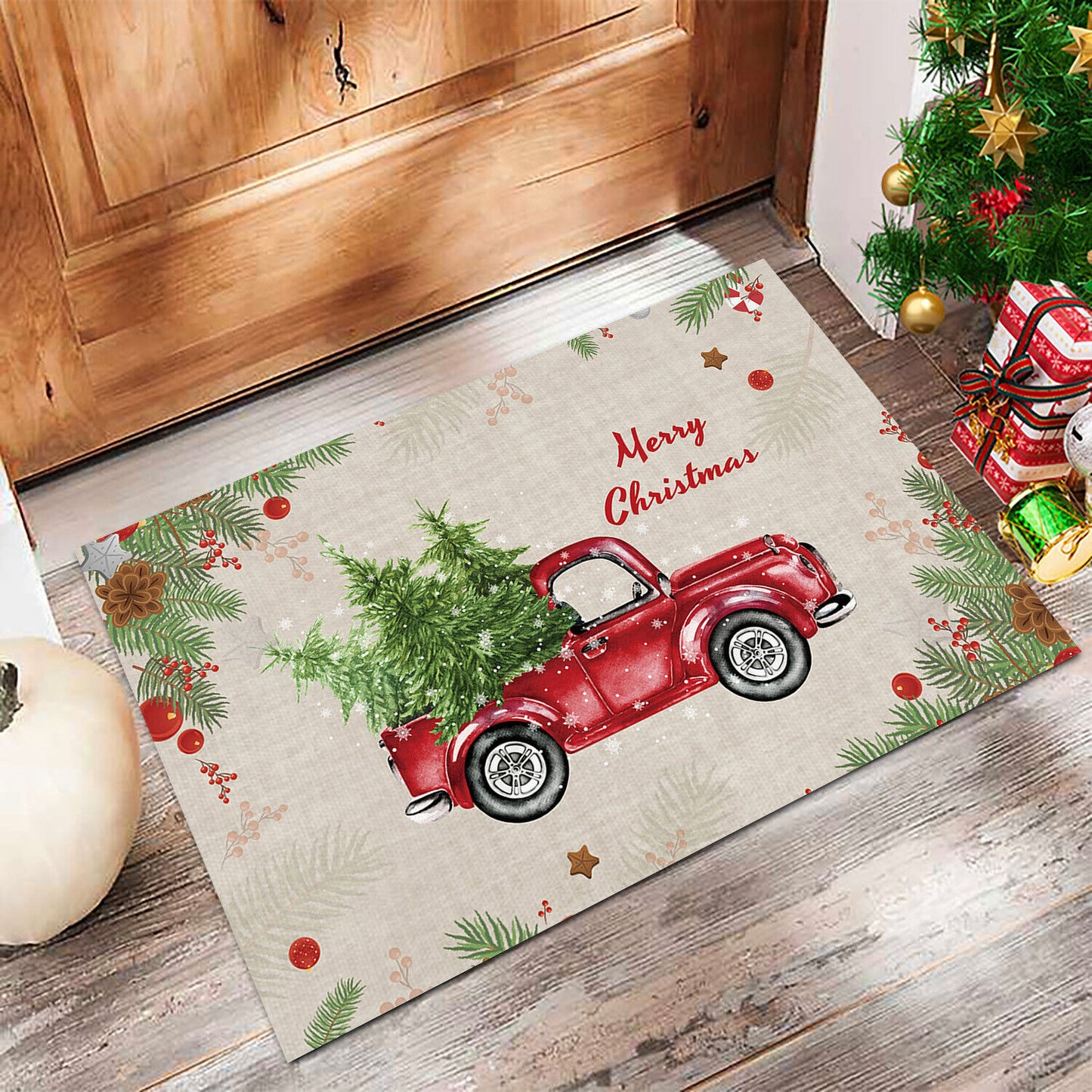Absorbent Washable Floor Mat Non-Slip Xmas Theme Home Decor Soft Bath Floor Mat