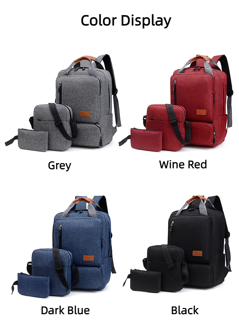 Unisex Three Piece Waterproof Business Backpack Large Capacity Computer Bag