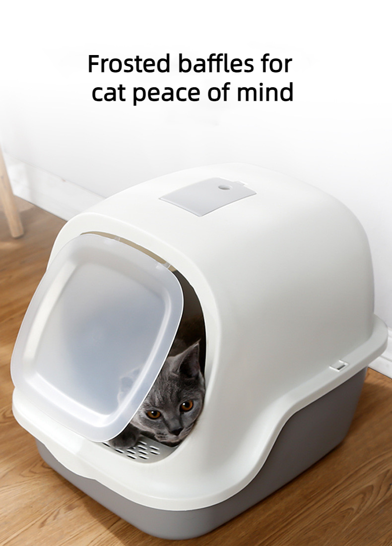 Large Cat Litter Box Send Shovel Toilet Fully Enclosed Frosted Baffle Pet Bedpan