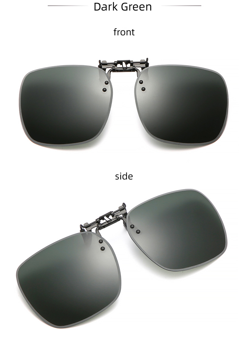 New Unisex Polarized UV400 Protection Box Shape Clip On Flip Up Sunglasses