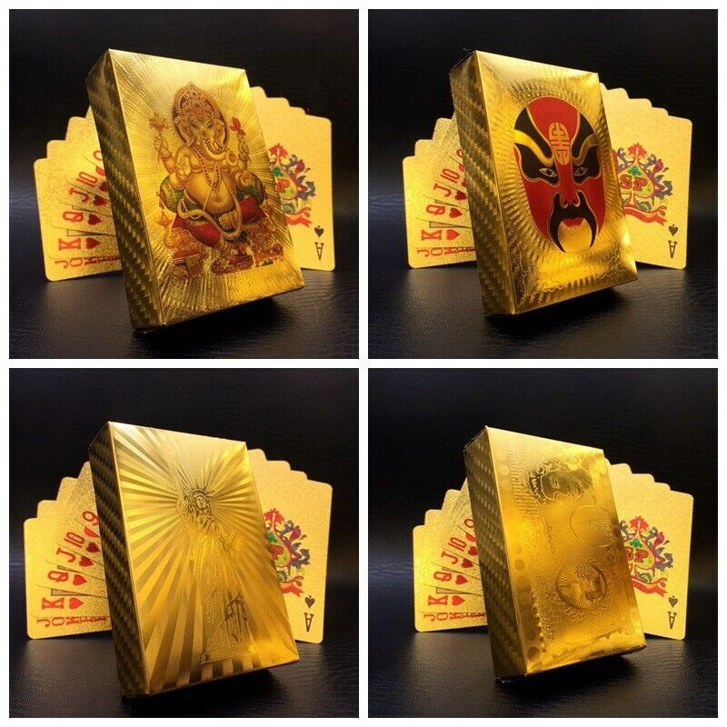 Waterproof PVC Poker Playing Cards Set Games Deck Pokers Gold Plated Magic Tool