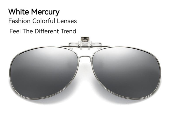 Unisex Polarized Flip-up Toad Style Metal Frame Sunglasses Clip-on Night Vision